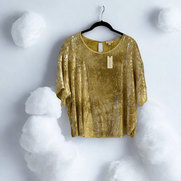 Pilcro by Anthropologie Sequin Top NWT Size Large, Holiday Parties & Nights Out - Picture 1 of 13